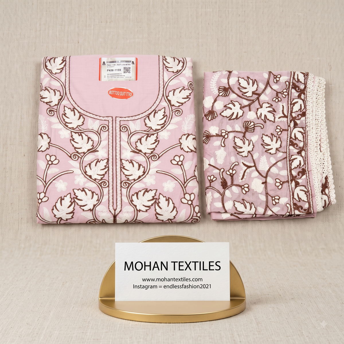 Mohan Textiles Premium Floral Embroidered Unstitched Punjabi Suit Set with Heavy Dupatta