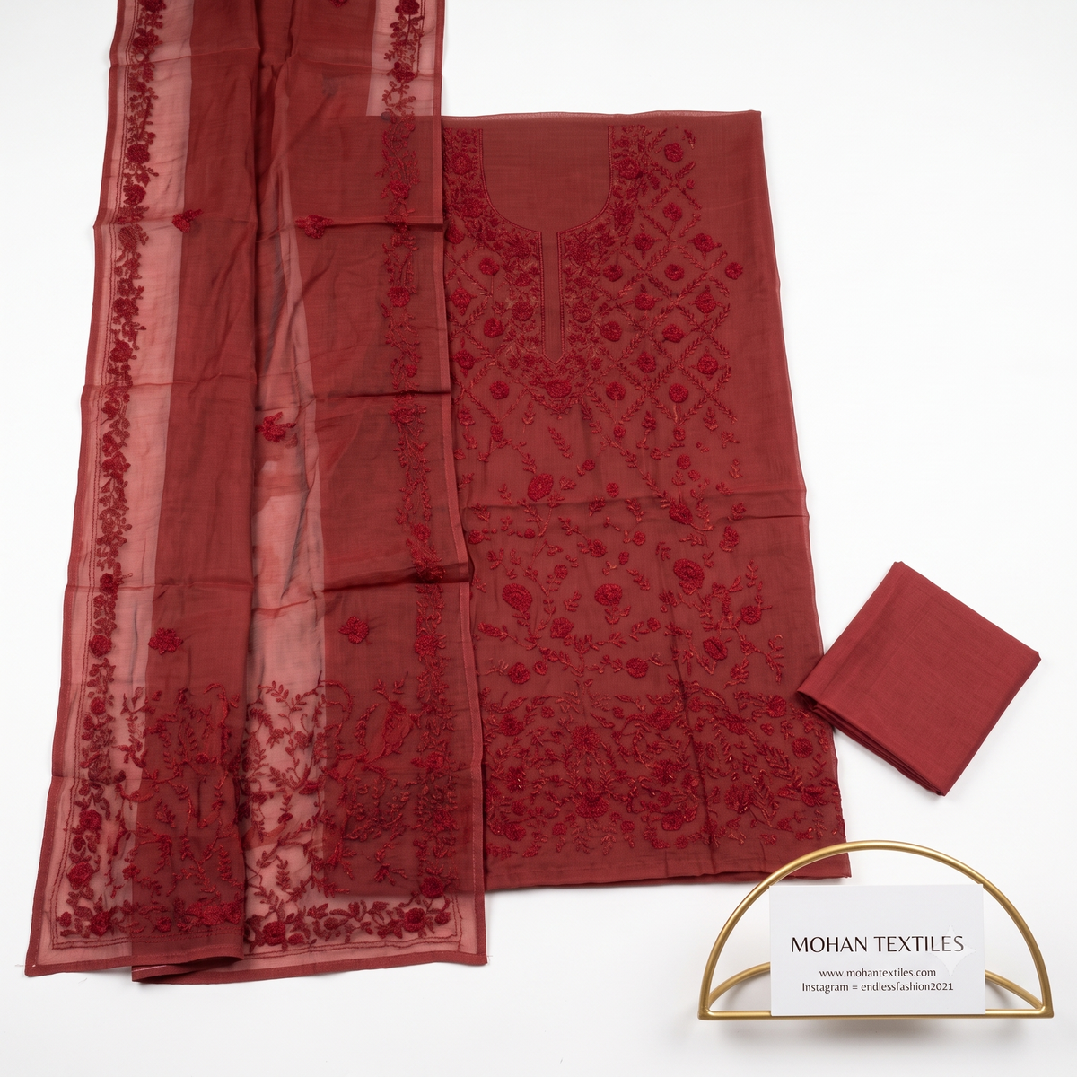 Premium Punjabi Phulkari Unstitched Suit Material