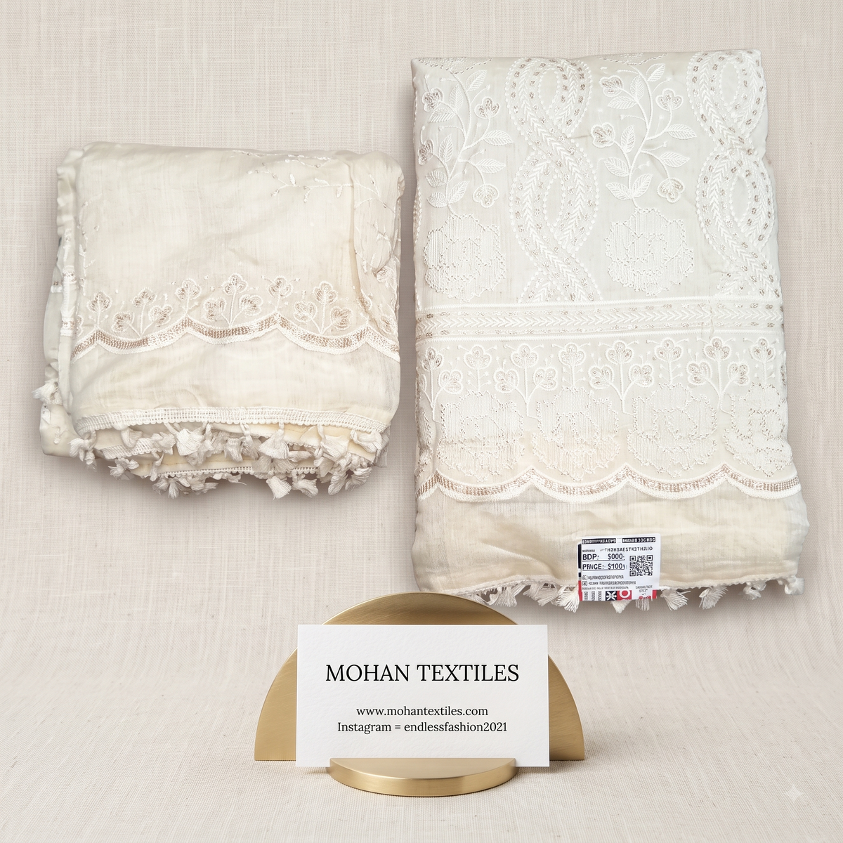 Mohan Textiles Pastel Chikankari Needlework Punjabi Suit Set Unstitched Dress Material with Heavy Border