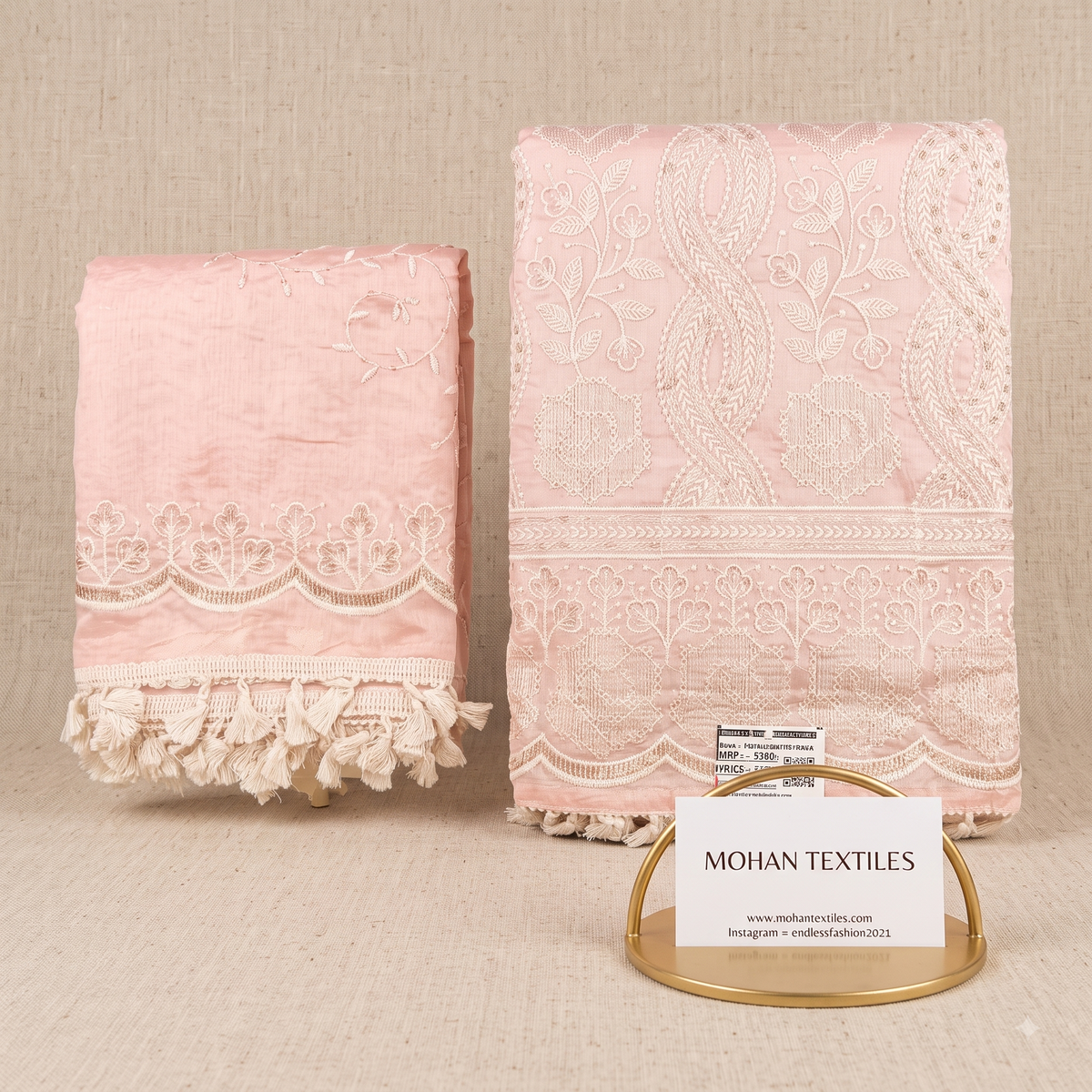 Mohan Textiles Pastel Chikankari Needlework Punjabi Suit Set Unstitched Dress Material with Heavy Border