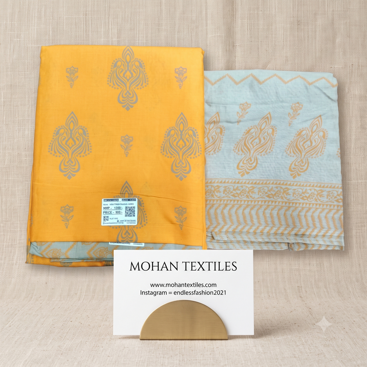 Mustard yellow floral printed unstitched Punjabi salwar suit dress material with dupatta – Mohan Textiles Endless Fashion Amritsar