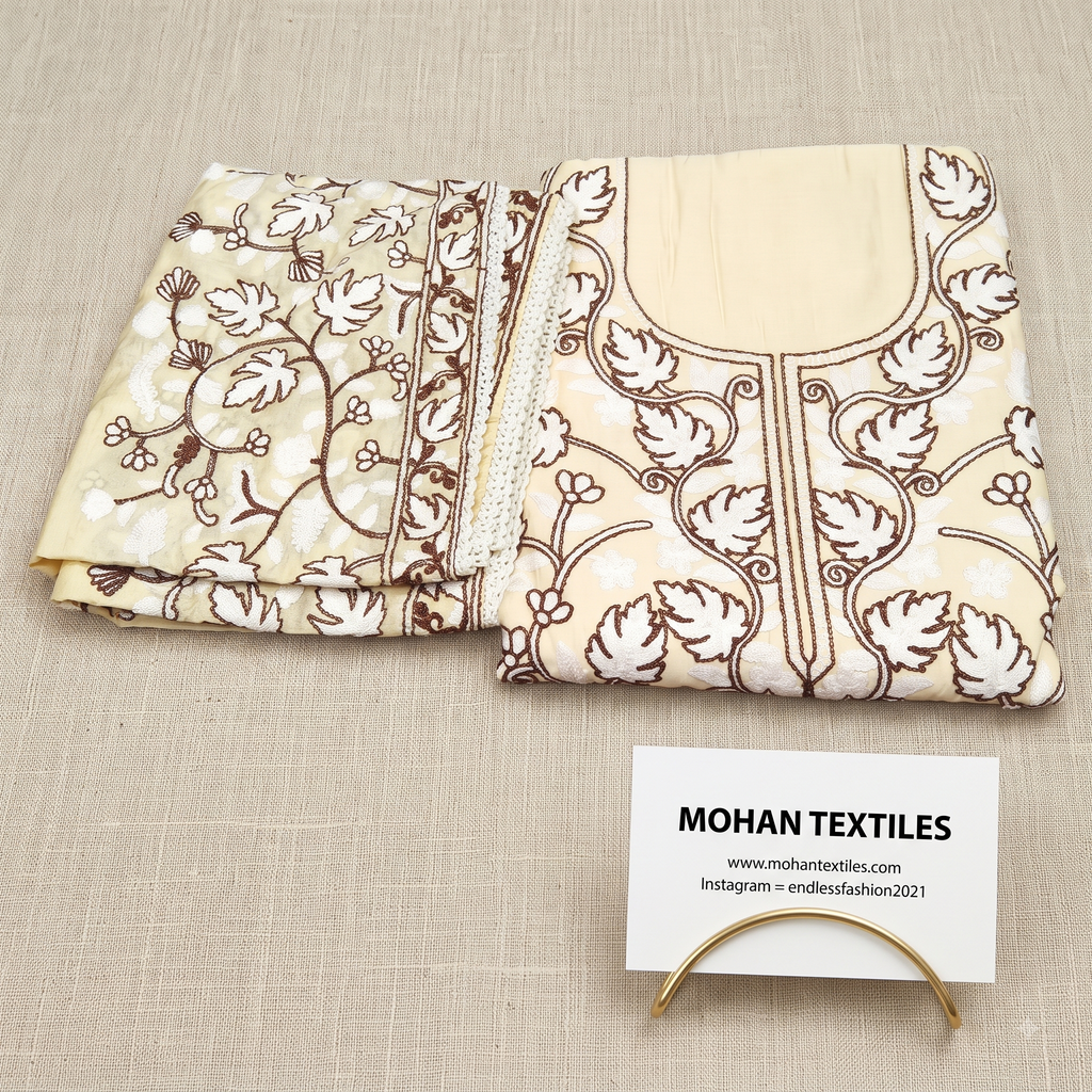 Mohan Textiles Premium Floral Embroidered Unstitched Punjabi Suit Set with Heavy Dupatta