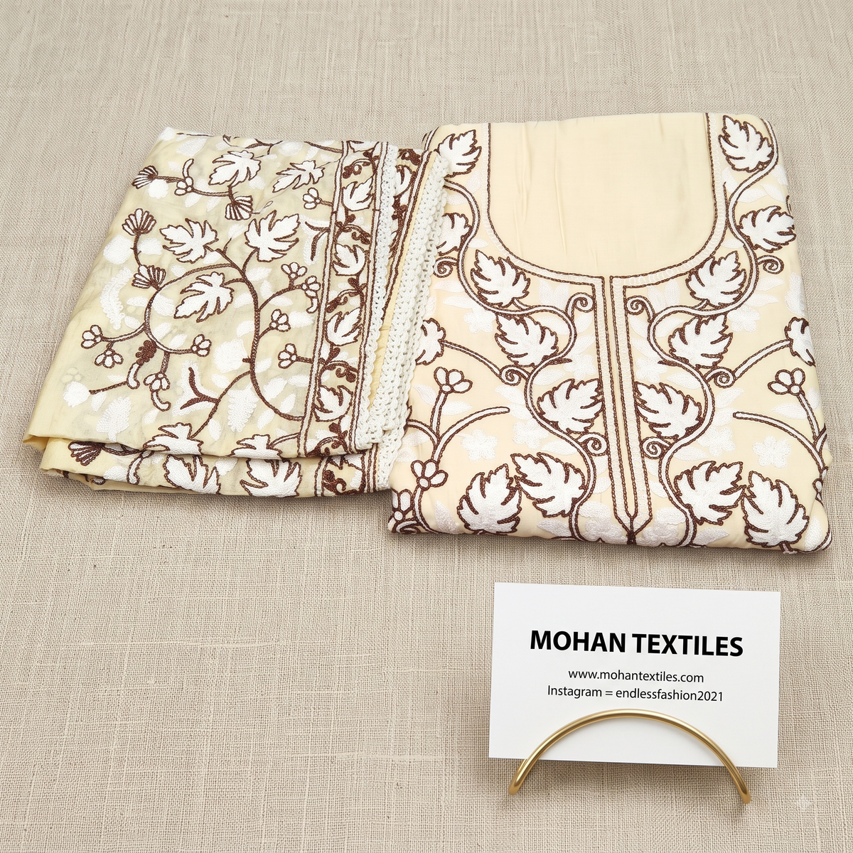 Mohan Textiles Premium Floral Embroidered Unstitched Punjabi Suit Set with Heavy Dupatta