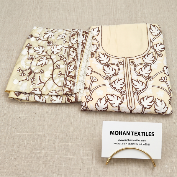 Mohan Textiles Premium Floral Embroidered Unstitched Punjabi Suit Set with Heavy Dupatta