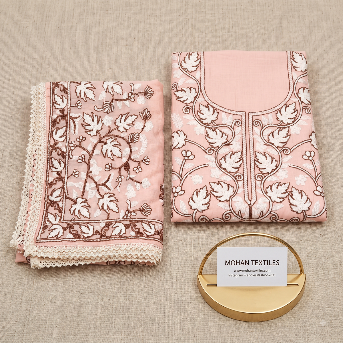 Mohan Textiles Premium Floral Embroidered Unstitched Punjabi Suit Set with Heavy Dupatta