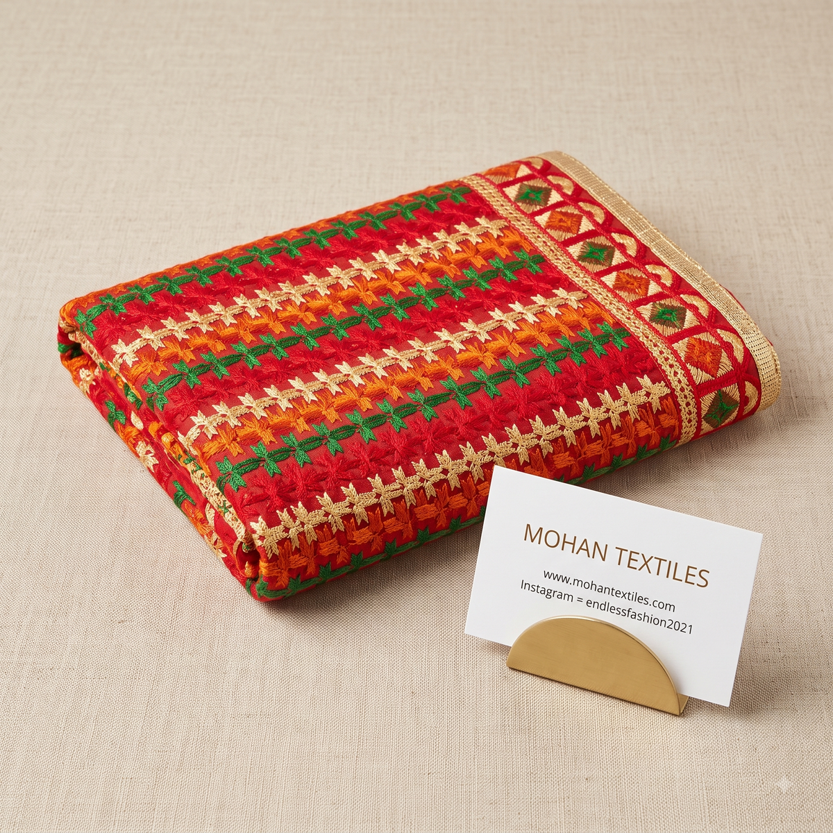 Multicolor Phulkari dupatta with heavy mirror work and Amritsari embroidery – Mohan Textiles