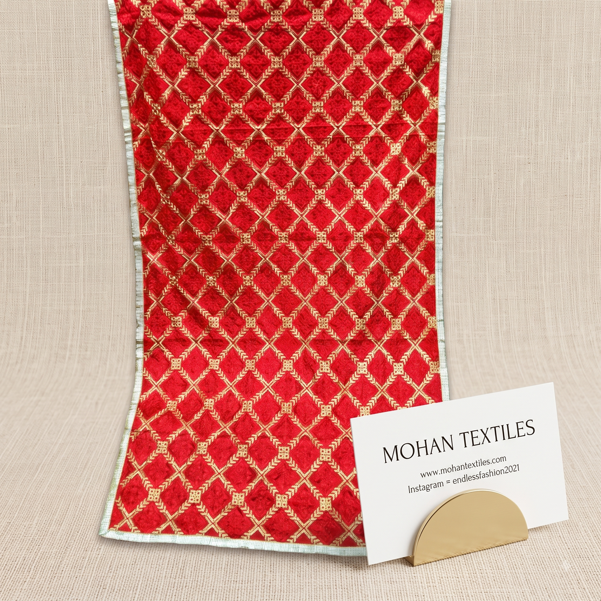 Red Phulkari dupatta with heavy mirror work and Amritsari embroidery – Mohan Textiles