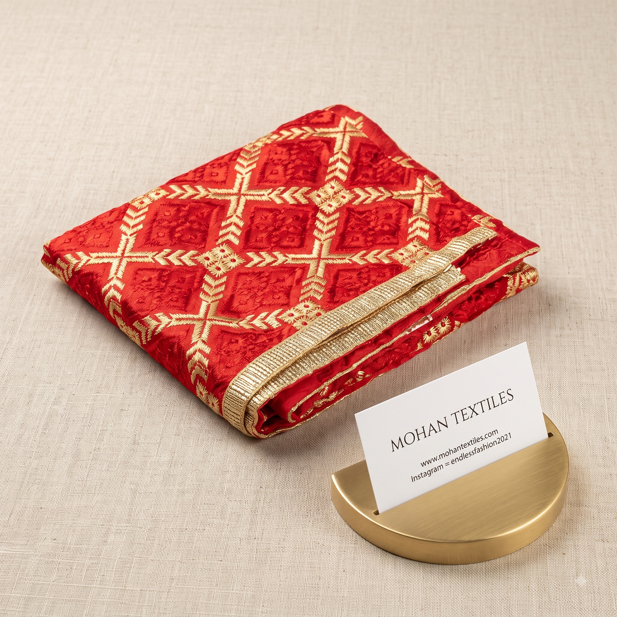 Red Phulkari dupatta with heavy mirror work and Amritsari embroidery – Mohan Textiles
