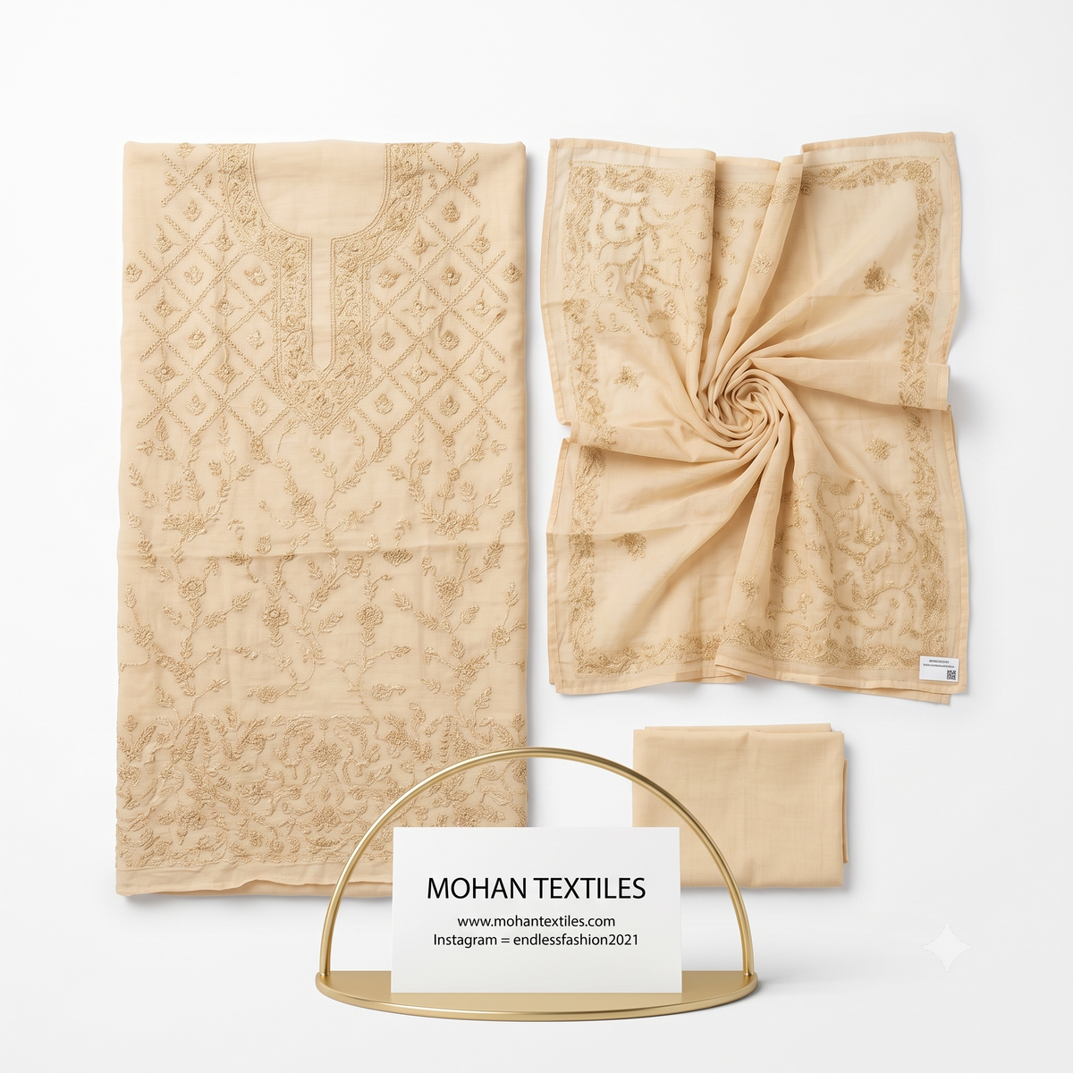 Premium Punjabi Phulkari Unstitched Suit Material
