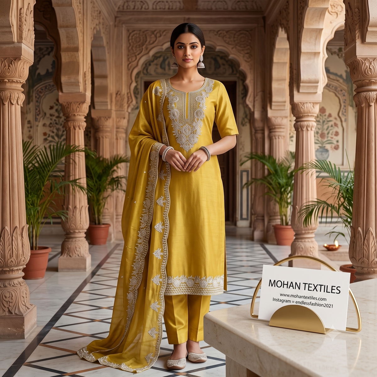 Elegant Neckline Embroidered Unstitched Suit Set with Scalloped Dupatta